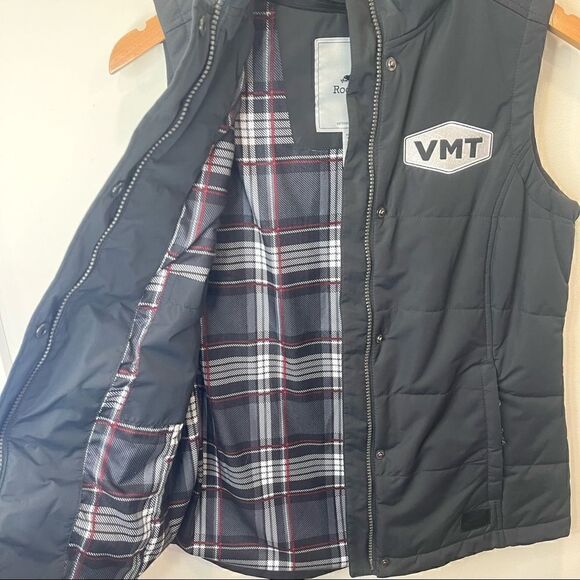 Roots 73 black Vermont vest with plaid lining size womens XS - Picture 3 of 10